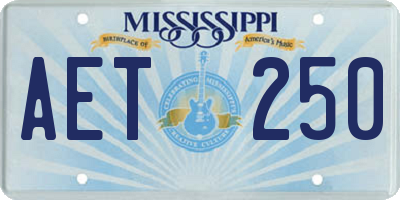 MS license plate AET250