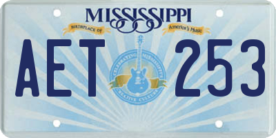 MS license plate AET253
