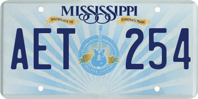 MS license plate AET254