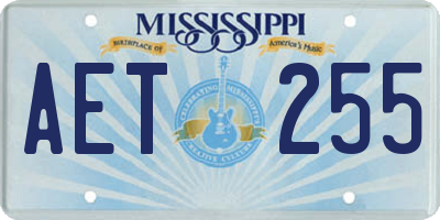 MS license plate AET255
