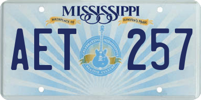 MS license plate AET257