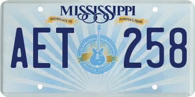 MS license plate AET258