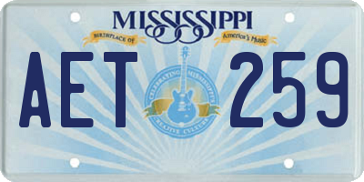 MS license plate AET259
