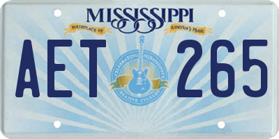 MS license plate AET265