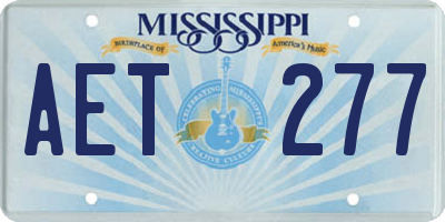 MS license plate AET277