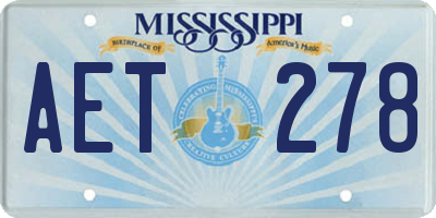 MS license plate AET278