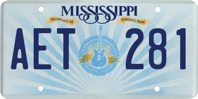MS license plate AET281