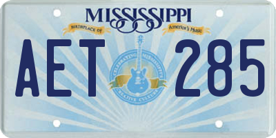 MS license plate AET285