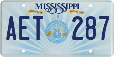 MS license plate AET287
