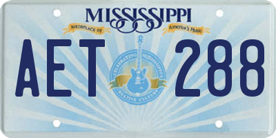 MS license plate AET288