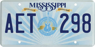 MS license plate AET298