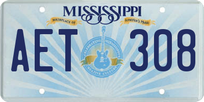 MS license plate AET308