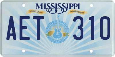 MS license plate AET310
