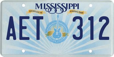 MS license plate AET312