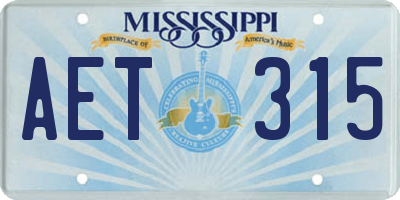 MS license plate AET315