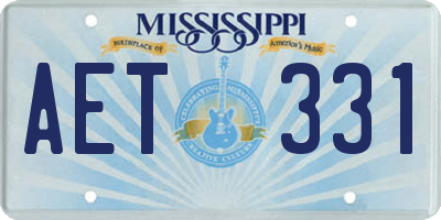 MS license plate AET331