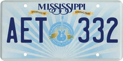 MS license plate AET332