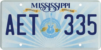 MS license plate AET335