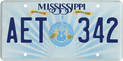 MS license plate AET342