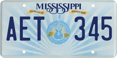 MS license plate AET345
