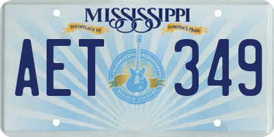 MS license plate AET349