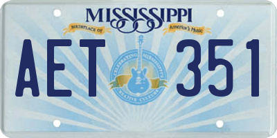 MS license plate AET351