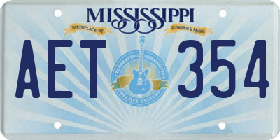 MS license plate AET354