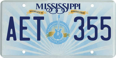 MS license plate AET355