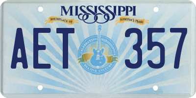 MS license plate AET357