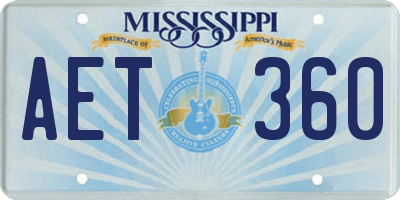 MS license plate AET360