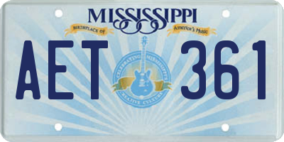 MS license plate AET361