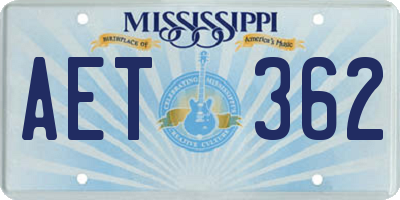 MS license plate AET362