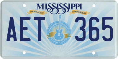 MS license plate AET365