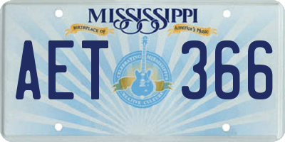MS license plate AET366