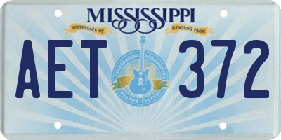 MS license plate AET372