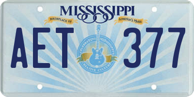 MS license plate AET377