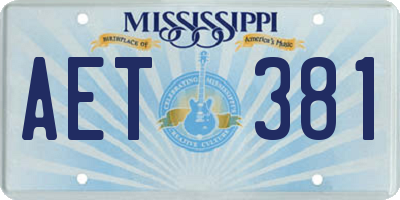 MS license plate AET381