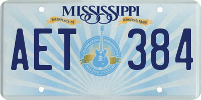 MS license plate AET384