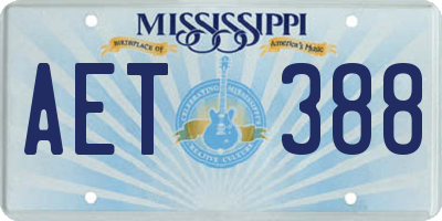 MS license plate AET388