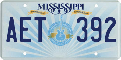 MS license plate AET392