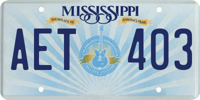 MS license plate AET403