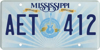 MS license plate AET412