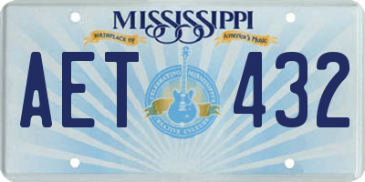MS license plate AET432