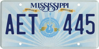 MS license plate AET445
