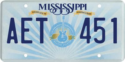 MS license plate AET451