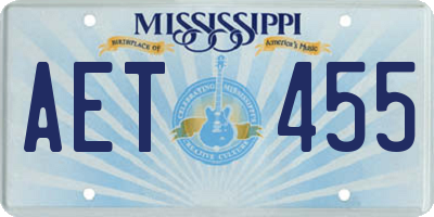 MS license plate AET455