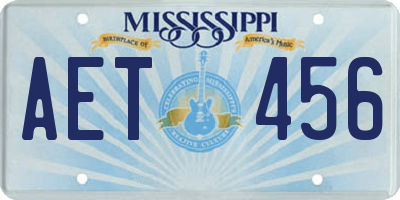 MS license plate AET456