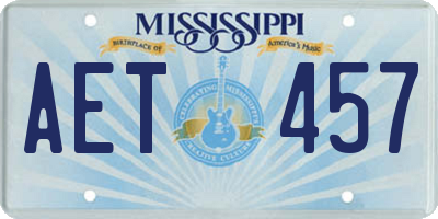 MS license plate AET457