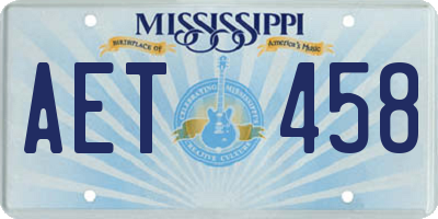 MS license plate AET458