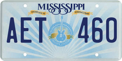 MS license plate AET460